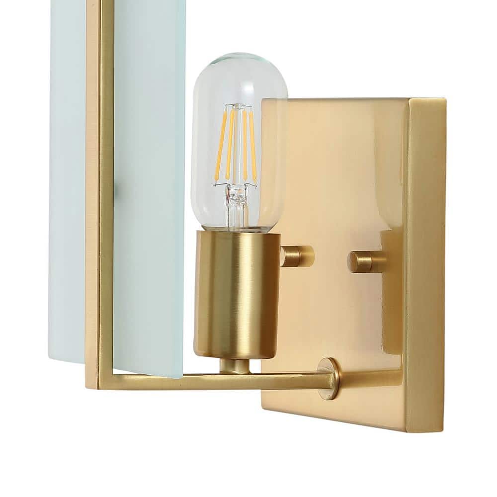 Mila 5.5" Gold Brass Dimmable LED Sconce with Frosted Glass