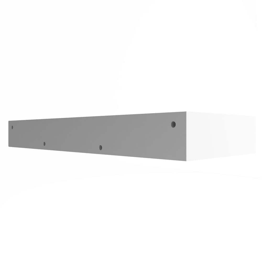 48" White Wall-Mounted Rectangular Stone Bathroom Sink