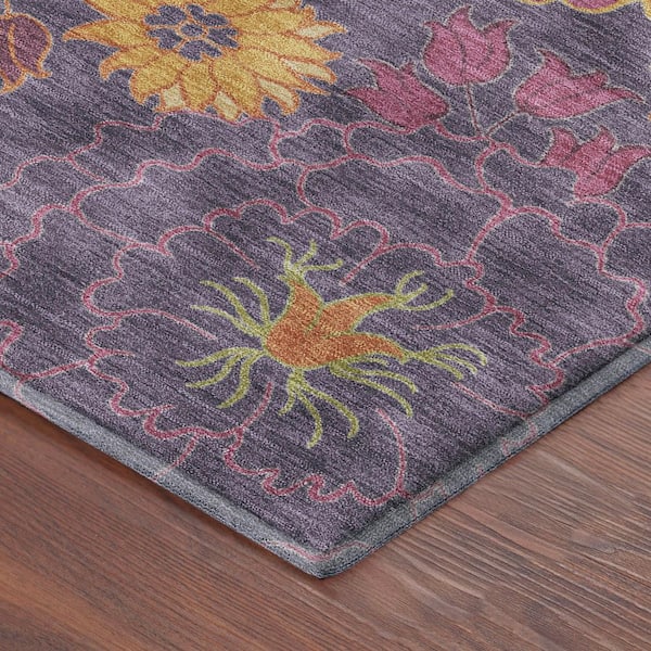 Mayfield Premium Machine Washable Abstract AMF2293 Purple 5 ft. x 7 ft. 6 in. Area Rug