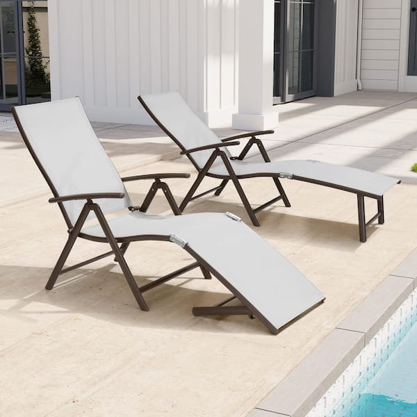 Crestlive Products Brown 2-Piece Metal Outdoor Chaise Lounge