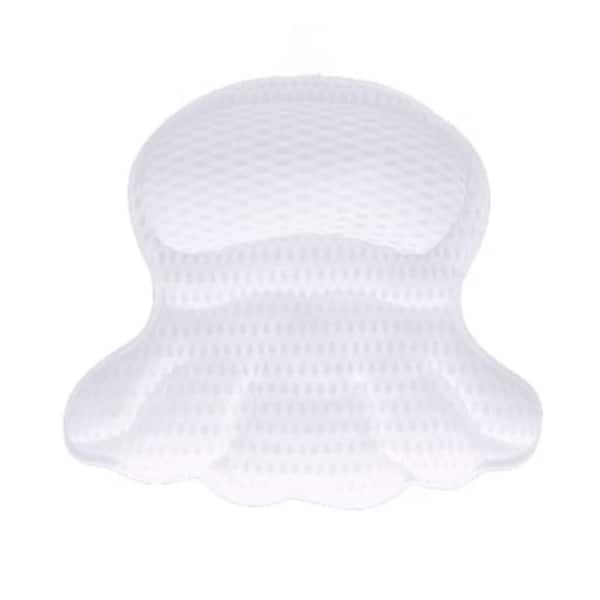 Adrinfly Luxury Bath Pillow for Tub, Ergonomic Neck and Back Support with 4D Air Mesh Fabric and 6 Strong Suction Cups in White