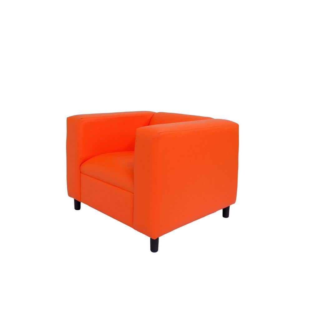 36-Inch Orange Faux Leather Arm Chair with Black Legs