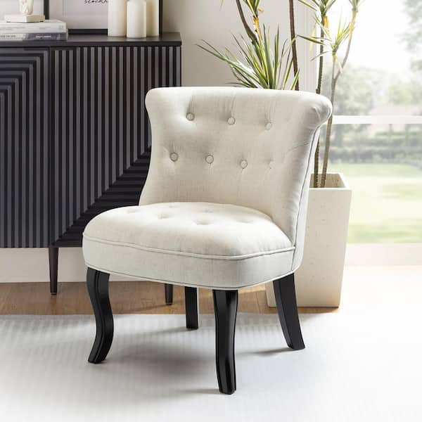 JAYDEN CREATION Jane Modern Beige Velvet Tufted Accent Armless Side Chair
