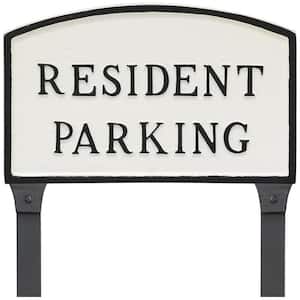 10 in. x 15 in. Standard Arch Resident Parking Statement Plaque Sign with 23 in. Lawn Stakes - White/Black