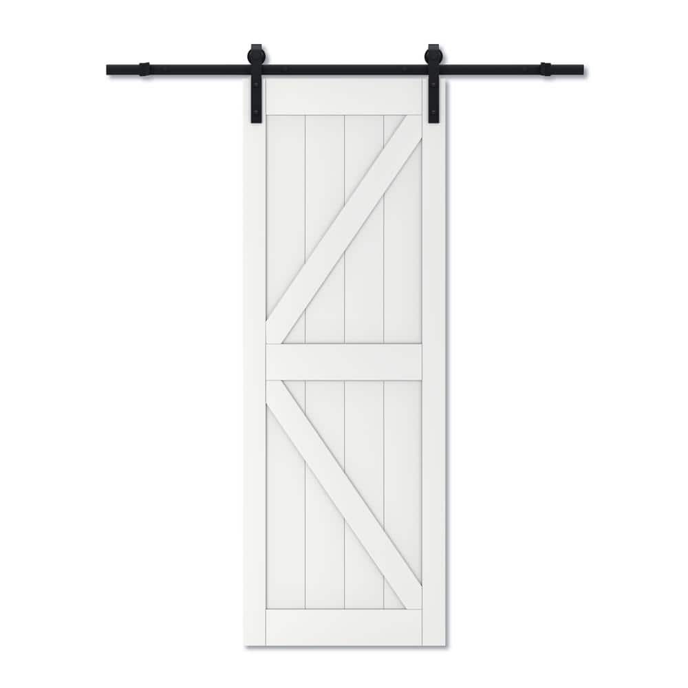 30 in. x 84 in. White K Design Primed MDF Interior Barn Door Slab with Hardware Kit price history on PriceWatchPro