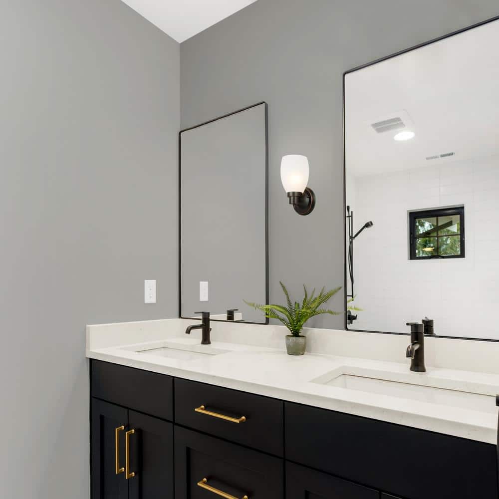 Oil Rubbed Bronze Wall Light with Frosted Glass Shade