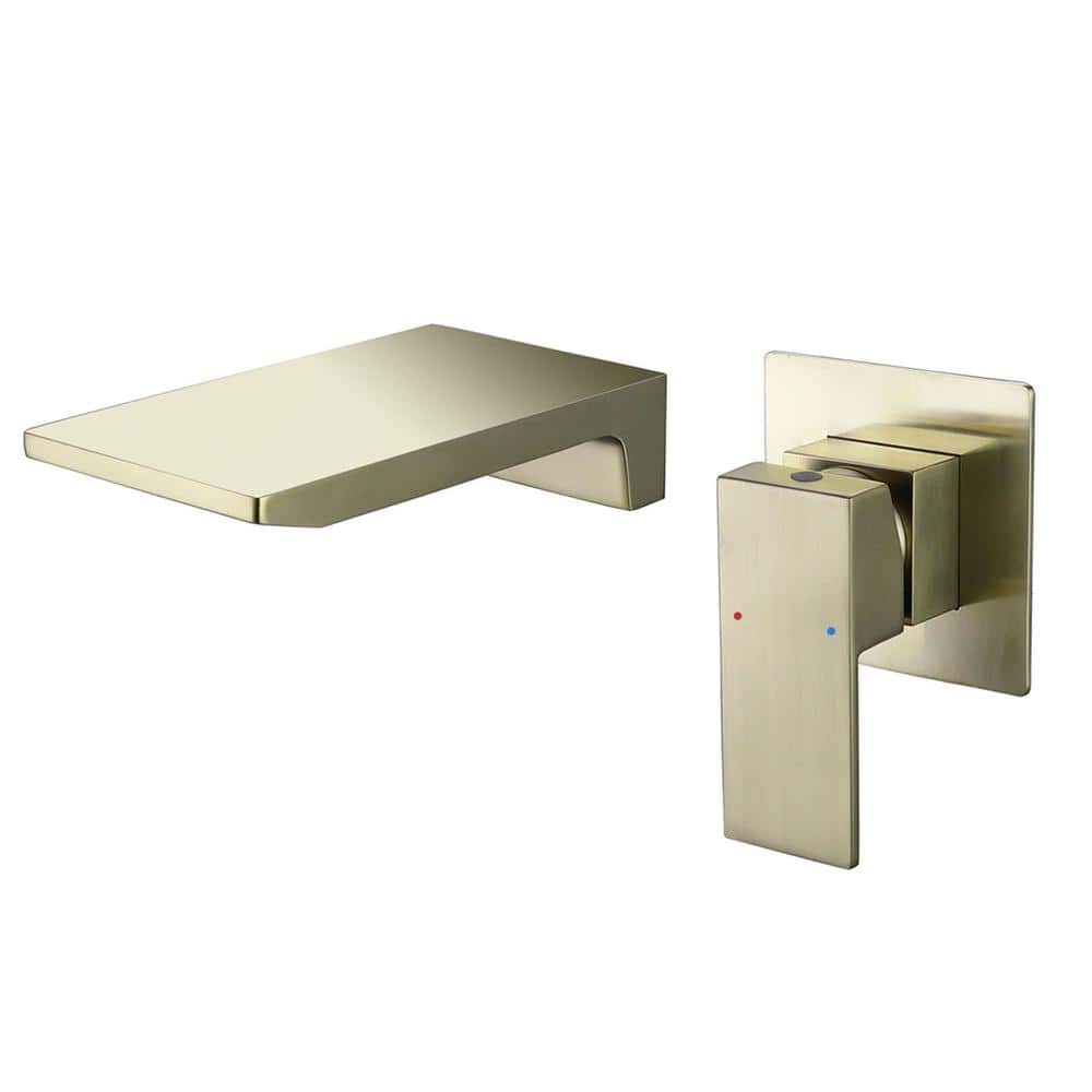 Brushed Gold Wall-Mounted Waterfall Bathroom Faucet