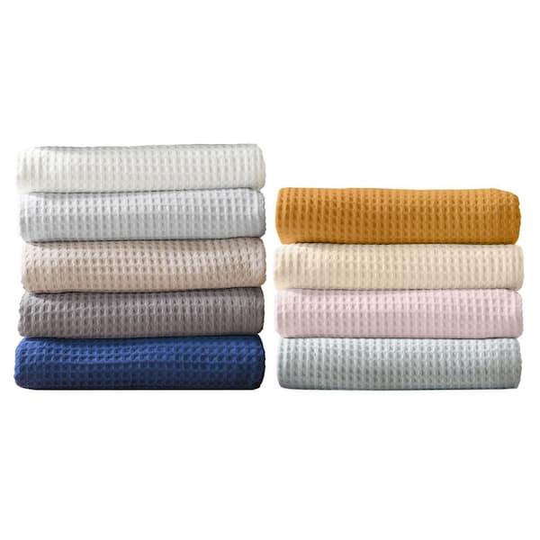 Melange Home 100% Wool Waffle Weave Blanket, King - Ivory
