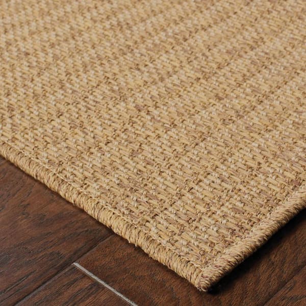 Tan 2 ft. x 4 ft. Loomed Polypropylene Rectangle Indoor/Outdoor Area Rug