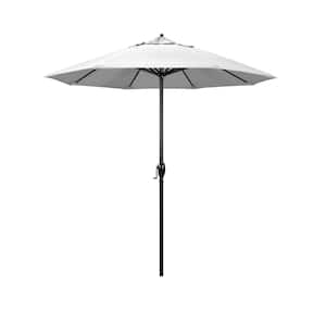 7.5 ft. Black Aluminum Market Patio Umbrella Auto Tilt in Natural Sunbrella