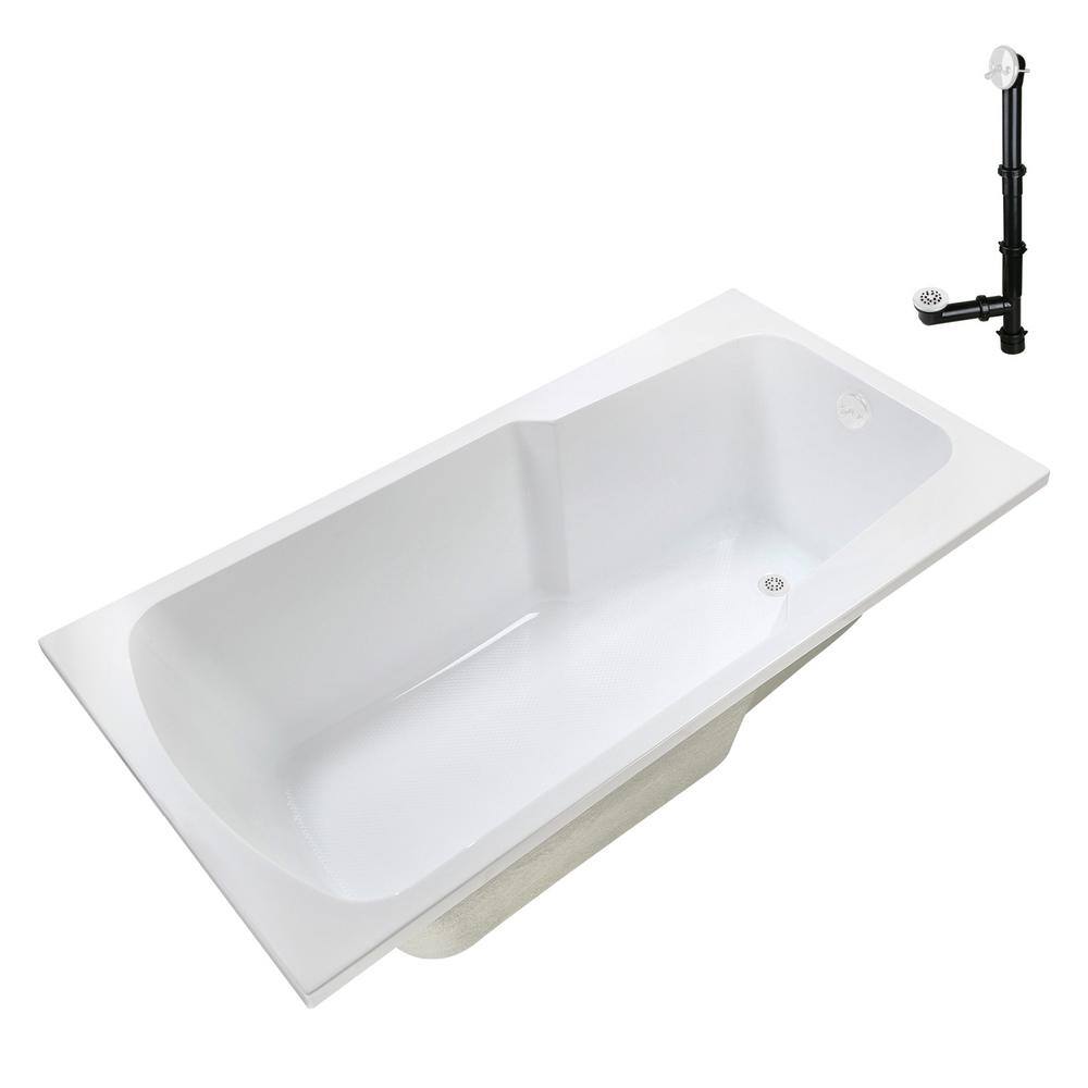 72'' x 36'' Glossy White Acrylic Soaking Drop-In Bathtub