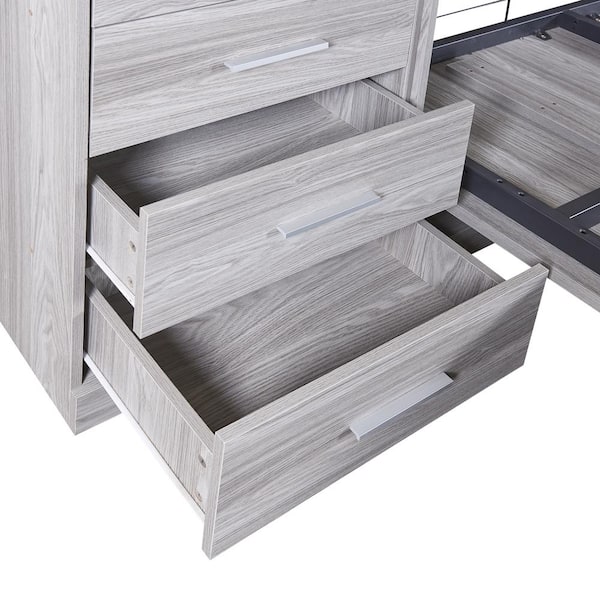 Arctarus Twin Size Murphy Bed with Storage Shelves and Drawers Hokku Designs