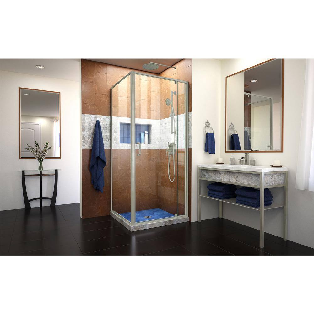 Flex 60" Brushed Nickel Frameless Clear Glass Pivot Shower Enclosure