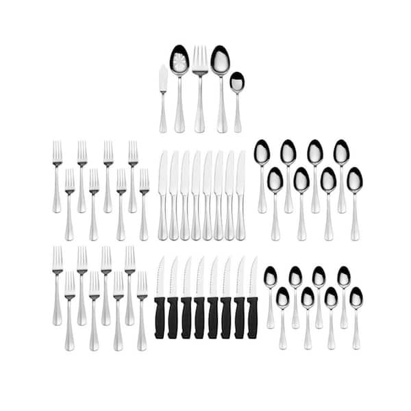 53-Piece Classic Silver Stainless Steel Flatware Set(Service for 8)