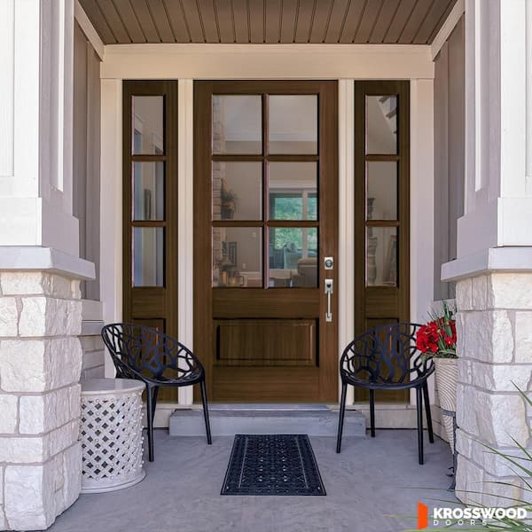 Krosswood Doors 64 in. x 80 in. Farmhouse 3/4 Lite Clear Glass