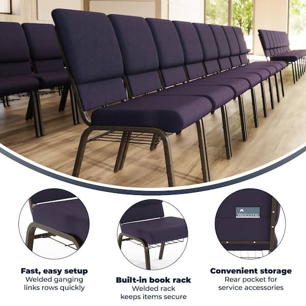 Fabric Stackable Church Chair in Royal Purple