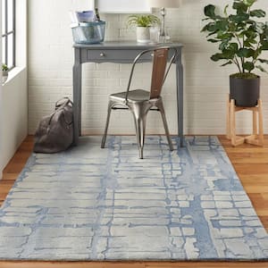 Symmetry Blue/Grey 5 ft. x 8 ft. Distressed Contemporary Area Rug