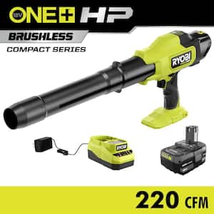 ONE+ HP 18V Brushless Cordless 220 CFM 140 MPH Compact Blower with 4.0 Ah Battery & Charger