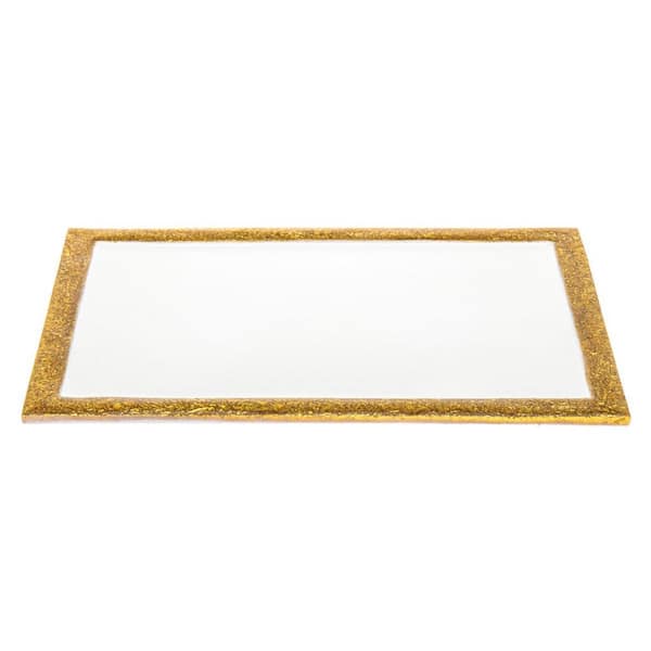 HomeRoots Gold Rectangle Metal 9 in. Decorative Serving Tray