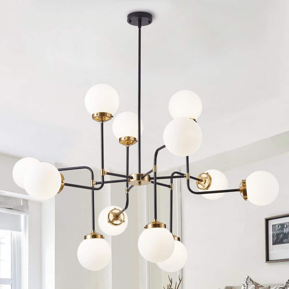 aiwen Modern 47.2 in. 12-Light Sputnik Gold Chandelier Industrial