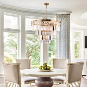 Annapolis 7-Light Electroplated Brass Unique Tiered Chandelier with Crystal Accents