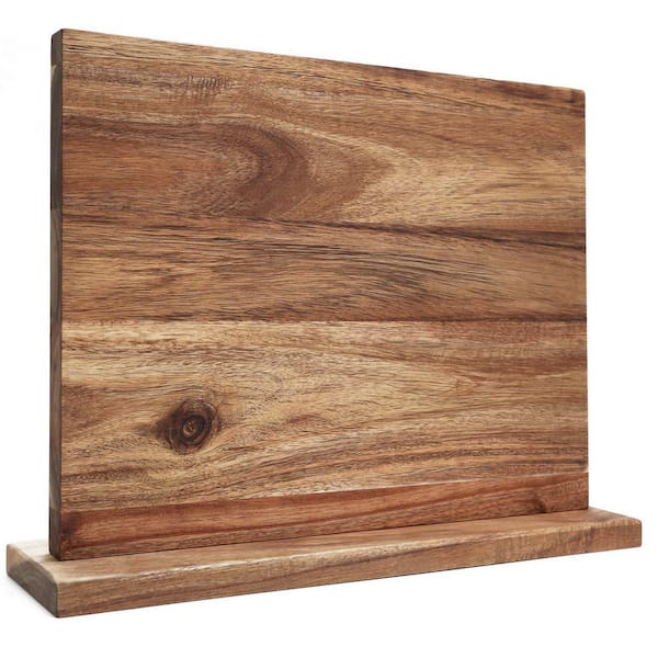 Numhew 20-Knife 16 in. x 12 in. Magnetic Knife Holder, Acacia Wooden Magnetic Knife Block with Strong Enhanced Magnetic Strip