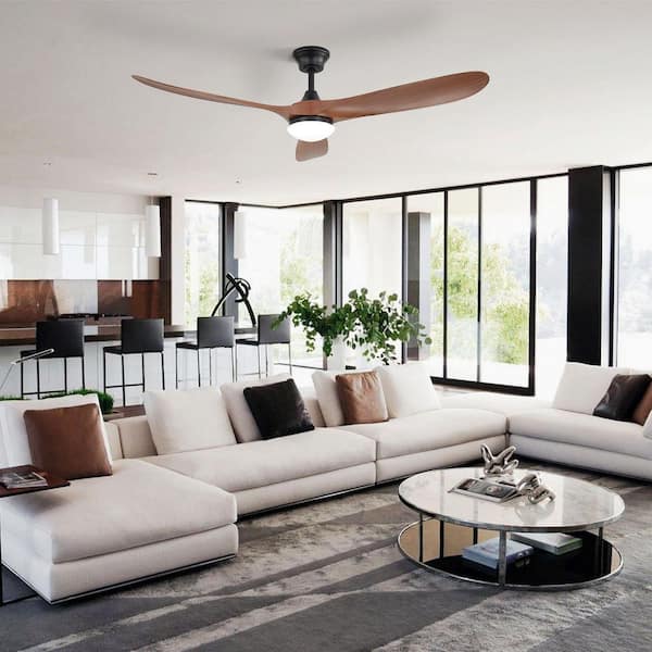 60 in. Smart Indoor/Outdoor Black Downrod Ceiling Fan with LED Light Kits, Reversible DC Motor and Remote/APP Control