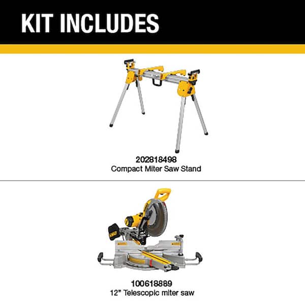 15 Amp Corded 12 in. Double Bevel Sliding Compound Miter Saw Kit with Compact Miter Saw Stand with 500 lbs. Capacity