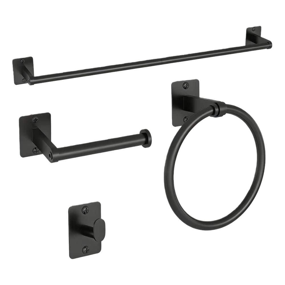 24 in. Wall Mounted Towel Bar in Black for Towel Racks, Robe Hooks Toilet Paper Holder and Bathroom (4-Pack) price history on PriceWatchPro