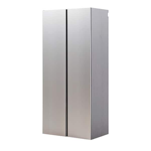 Klair Living Nova Series Wood Wall Mounted Utility Storage Garage Cabinet in Metallic Gray (32 in. W x 72 in. H x 20 in. D)