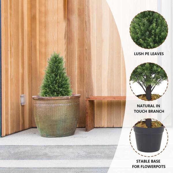 リリー 30 in. Artificial Topiary Cedar Trees, Outdoors UV
