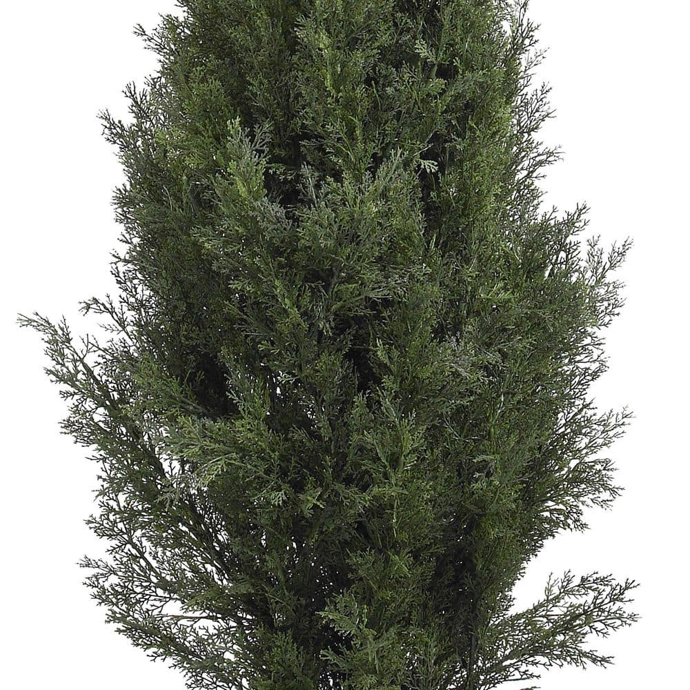 Elegant Outdoor 40" Silk Cedar Pine Topiary in Green Pot