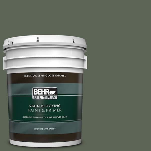 BEHR ULTRA 5 gal. #T13-16 Pine Cone Pass Semi-Gloss Enamel Exterior Paint & Primer