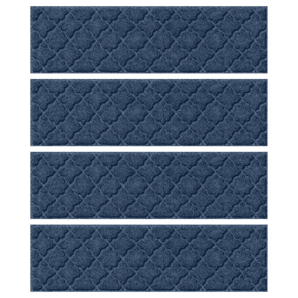 Waterhog Cordova Navy 8.5 in. x 30 in. PET Polyester Indoor Outdoor Stair T