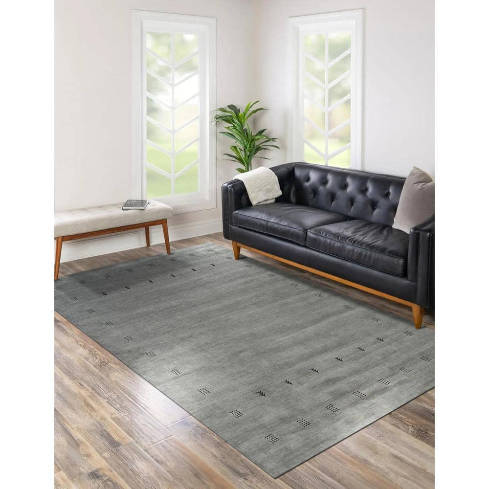 EORC Gray 5.2 ft. x 8 ft. HandKnotted Wool Contemporary Lori Baft Area Rug LL7GY5X8 The Home