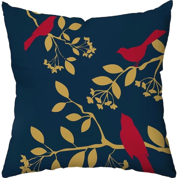 Checkerboard Lifestyle 18 in. H x 18 in. D Holly Bird Holiday Throw Pillow