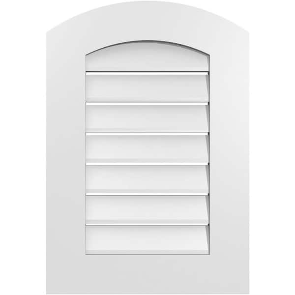 Ekena Millwork 18 in. x 24 in. Arch Top Surface Mount PVC Gable Vent: Decorative with Standard Frame
