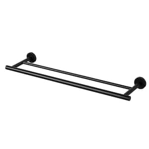 24 in. Stainless Steel Double Towel Bars for Bathroom, Wall Mount Towel Holder in Matte Black