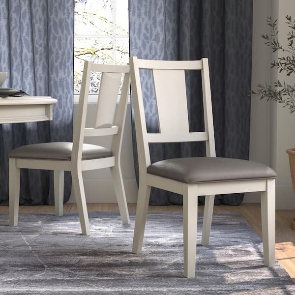 Furniture of America Truman White Oak Faux Leather Upholstered Side Chairs with Faceted Panel Back and Padded Seat (Set of 2)