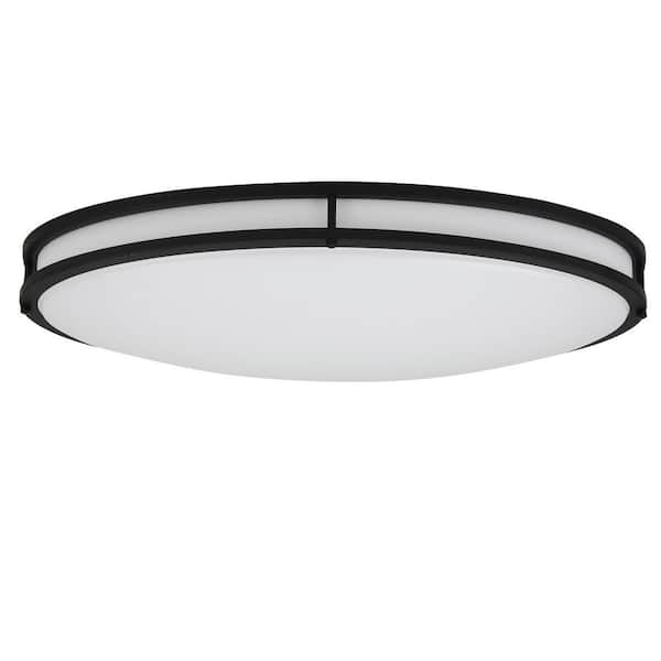 DC Series Integrated LED 32 in. Oval Modern Matte Black Selectable 3CCT 3000K, 4000K, 5000K Flush Mount for Kitchens