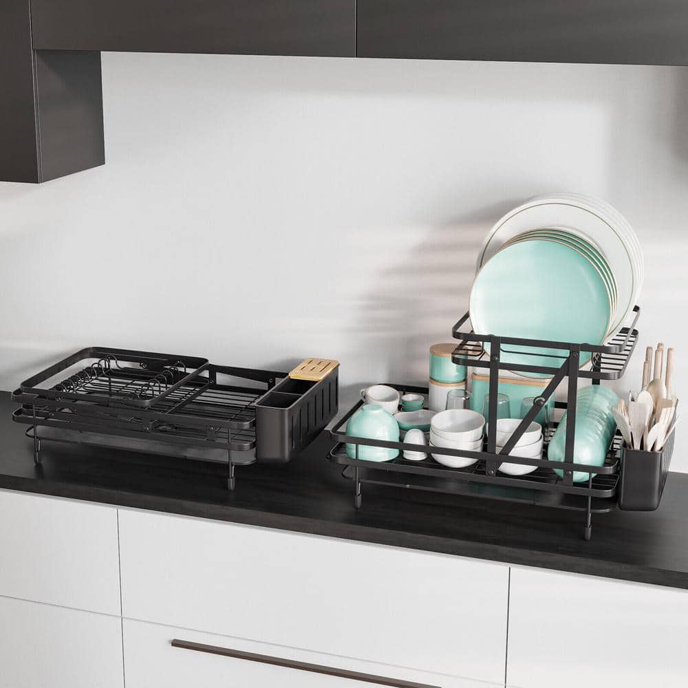 2-Tier Songmics Over The Sink Adjustable Kitchen Dish Drying Rack For  Countertop (Black, UKCS023B01) $35 + Free Shipping