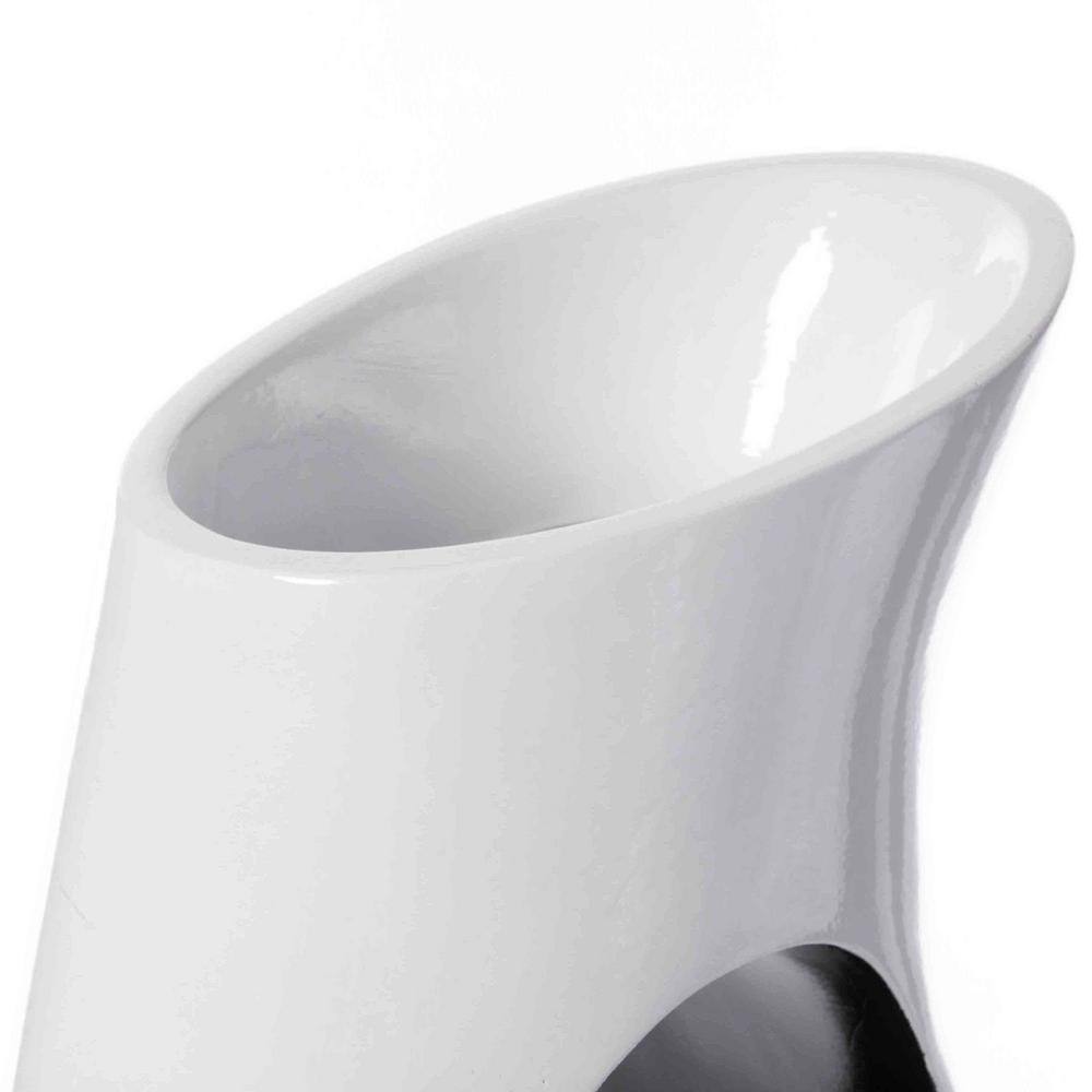 Elegant White Fiberglass 24" Tall Modern Floor Vase