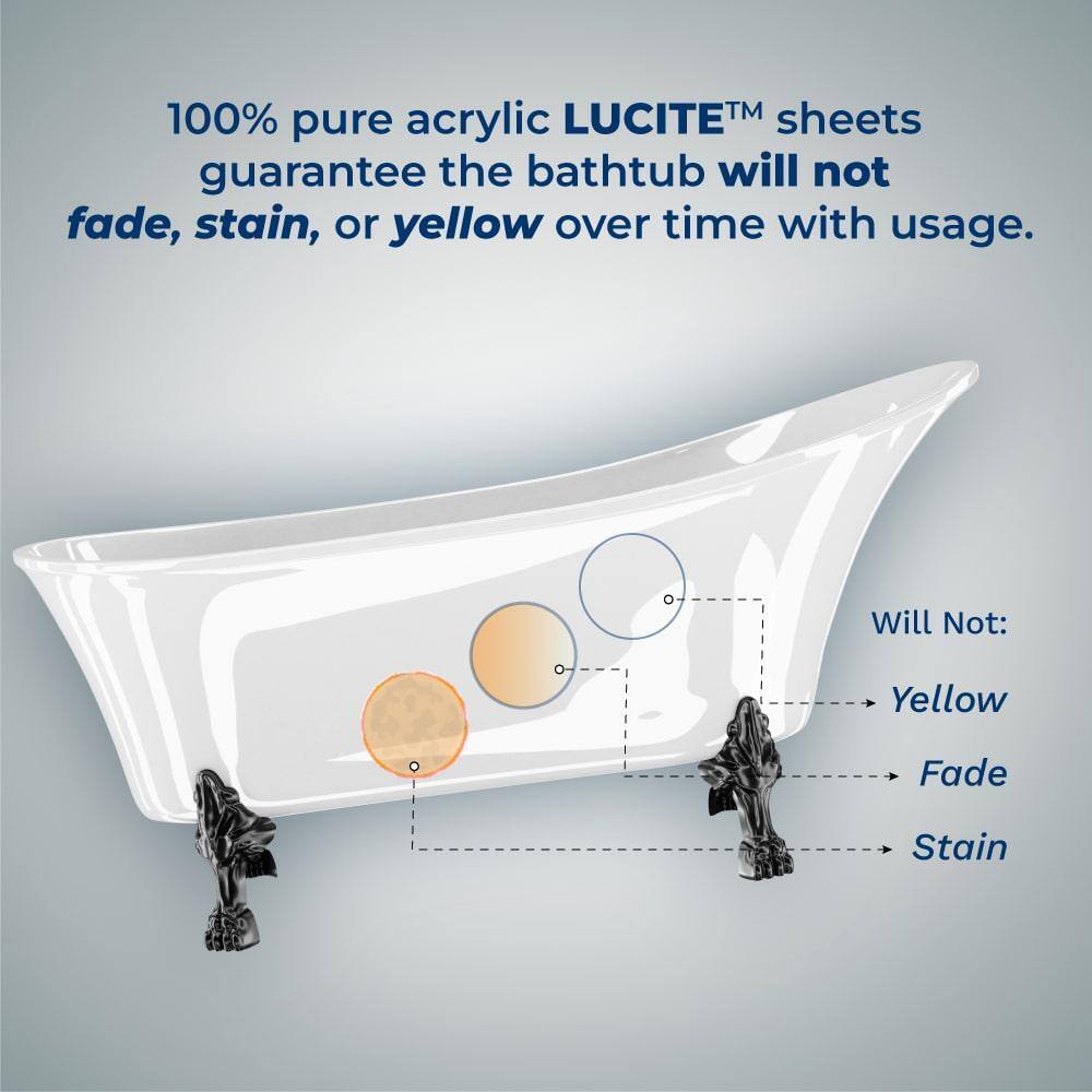 67'' Glossy White Acrylic Clawfoot Soaking Bathtub