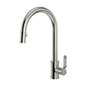 Armstrong Single Handle Pull Down Sprayer Kitchen Faucet with Secure Docking in Polished Nickel