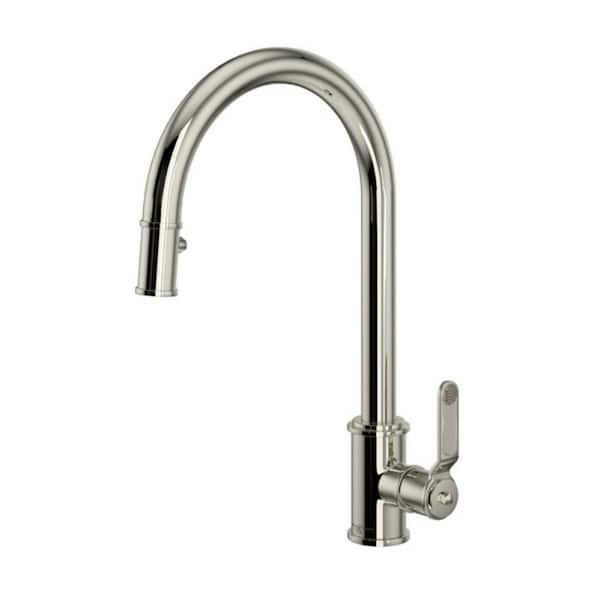ROHL Armstrong Single Handle Pull Down Sprayer Kitchen Faucet with Secure Docking in Polished Nickel