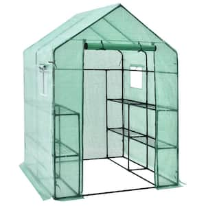 4.7 ft. W x 4.7 ft. D x 6.4 ft. H Portable Walk-in Greenhouse with 8 Shelves, Observation Windows and PE Cover