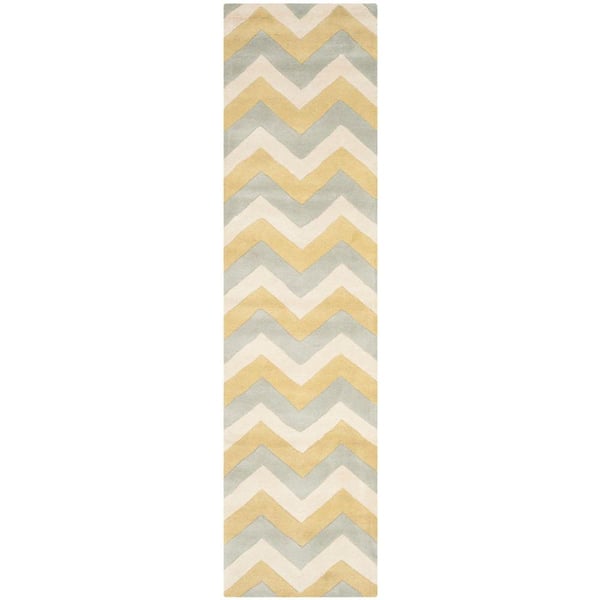 SAFAVIEH Chatham Grey/Gold 2 ft. x 9 ft. Chevron Runner Rug