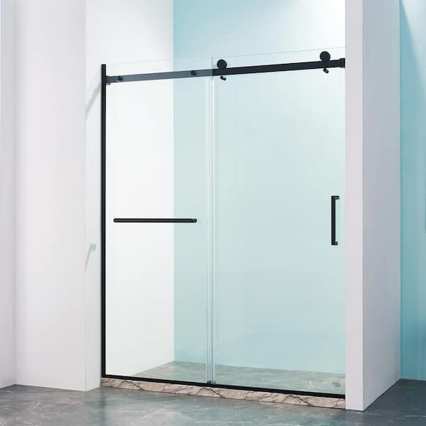 Staykiwi 60 in. W x 75 in. H Single Sliding Semi-Frameless Shower Door in Chrome Finish with Clear Glass