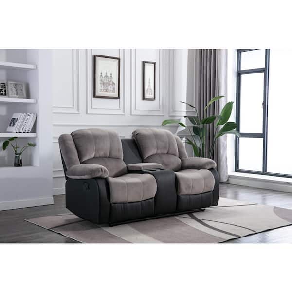 Ottomanson Cupholders Comfortable Easy Manual RECLINING, Gray