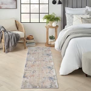 Beige Grey 2 ft. x 8 ft. Abstract Contemporary Runner Abstract Hues Area Rug